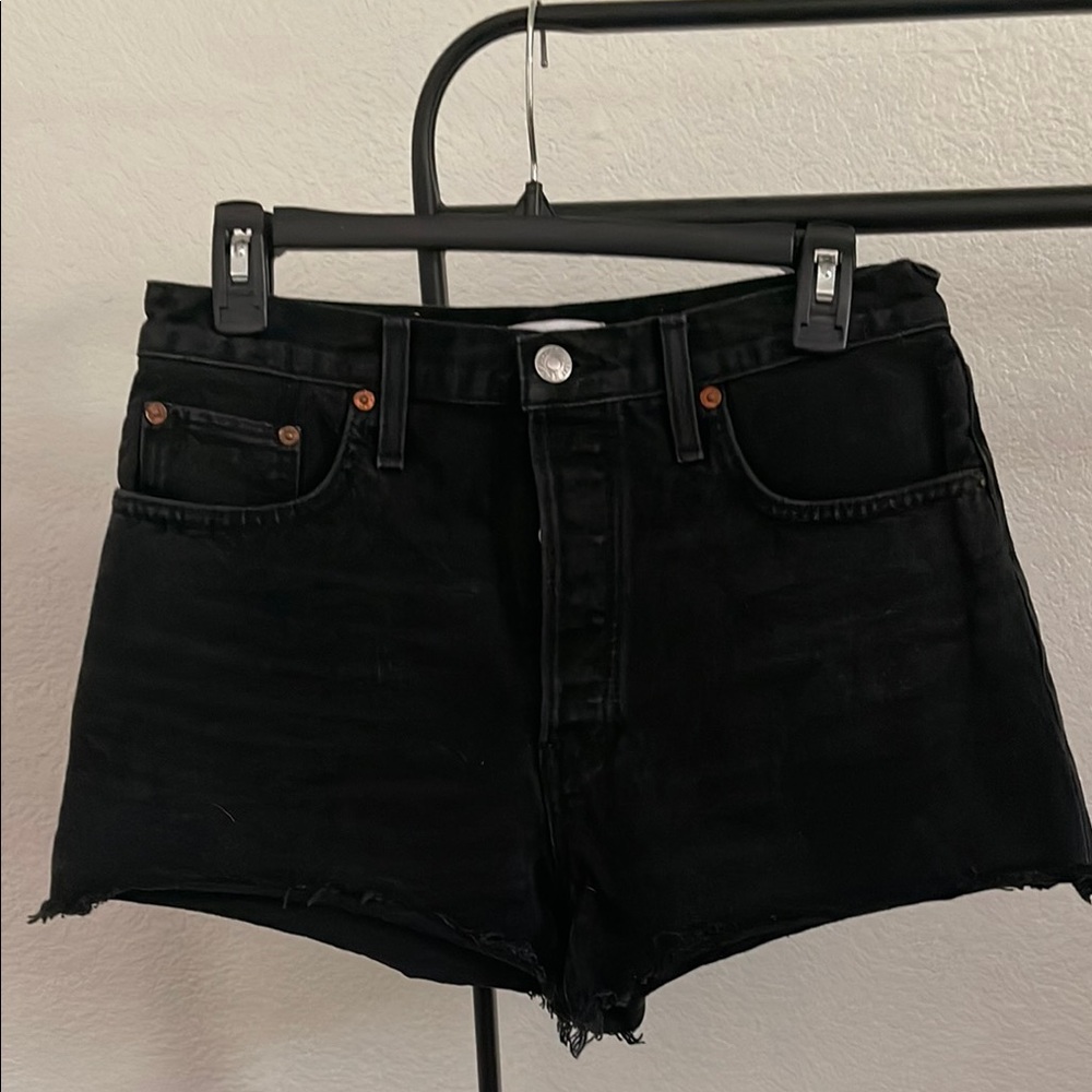 Re/Done Black Jean Shorts High-Waisted Cut-Off